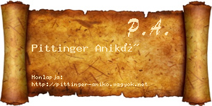 Pittinger Anikó névjegykártya